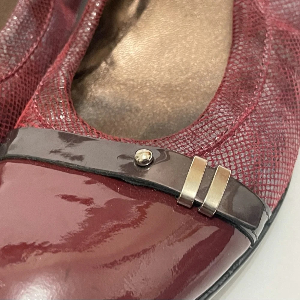 AGL Ladies Burgundy Leather Flats size USA 7 made in Italy - Picture 8 of 15